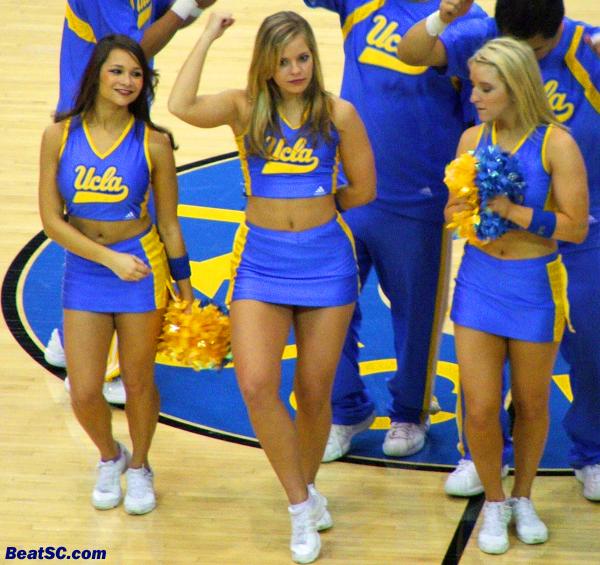 UCLA is on Winter Break, so they fielded only THREE female Cheerleaders today… but that’s like saying “The Three Tenors” fielded only three tenors — Sometimes three is all you need.