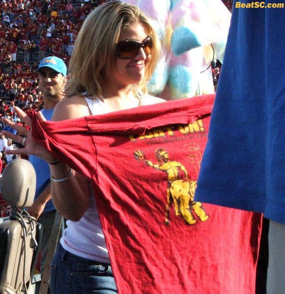 This one paraded through a Bruin section, flaunting her ladylike (for sc) t-shirt.
